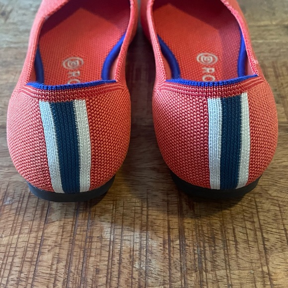 Rothy's RETIRED Persimmon Orange Marine Stripe Flats with Round Toe (Size 8) - Picture 4 of 5